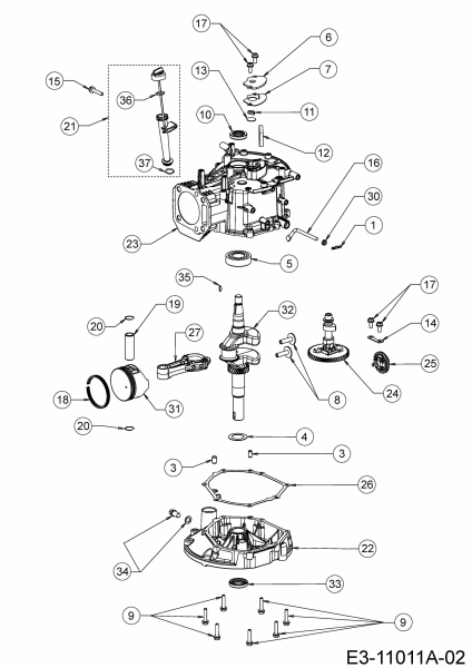 Ersatzteile MTD-Motoren Vertikal 5X70RHA Typ: 752Z5X70RHA  (2019) Kolben, Kurbelwelle, Nockenwelle, Pleuel