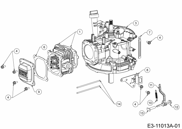 Ersatzteile MTD-Motoren Vertikal 6X65RHB Typ: 752Z6X65RHB (2019) Reglerhebel, Shortblock, Zylinderkopfdeckel