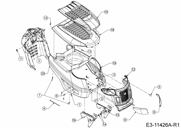 Ersatzteile MTD Rasentraktor Optima LG 200 H Typ: 13AJ79KG678  (2020) Motorhaube K-Style 