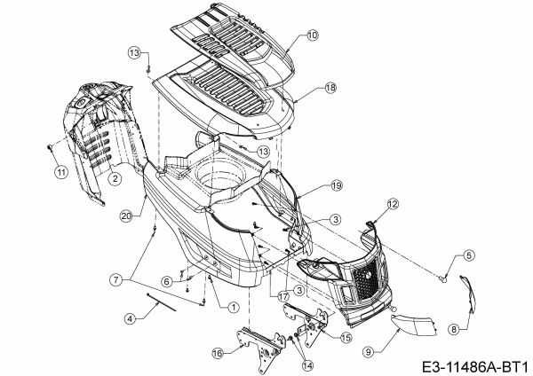 Ersatzteile MTD Rasentraktor LT 96 EXHB Typ: 13AM79KF682  (2019) Motorhaube K-Style 