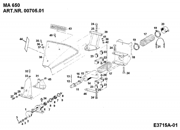 Ersatzteile Zubehör Einachser Mähermittelantrieb MA 650 für 550-750 Typ: 00705.01  (1989) Grundgerät