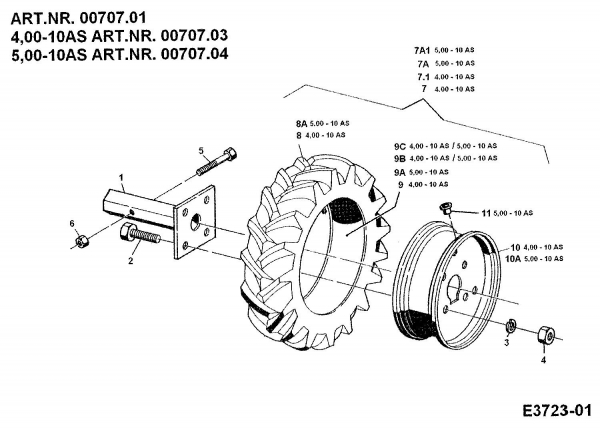 Ersatzteile Zubehör Einachser Räder 4.00-10 AS für 550 Typ: 00707.03  (1989) Räder