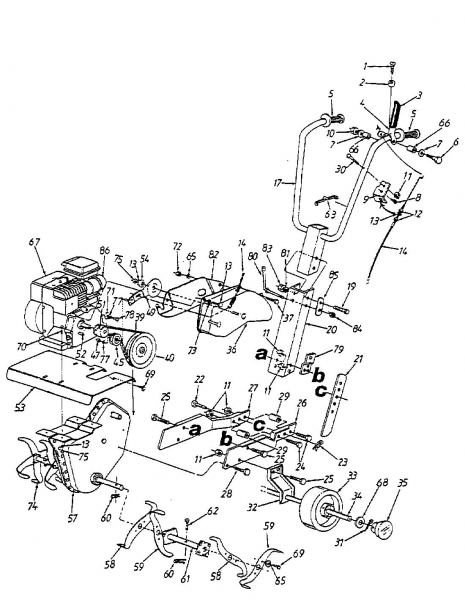 Ersatzteile MTD Motorhacke T 035 Typ: 21A-035-678  (1999) Grundgerät 