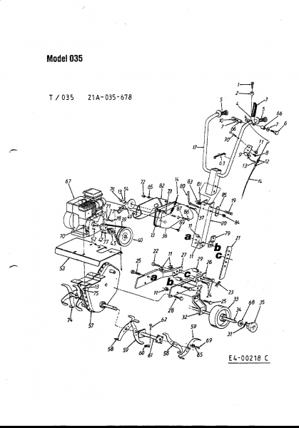 Ersatzteile MTD Motorhacke T 035 Typ: 21A-035-678  (2001) Grundgerät 