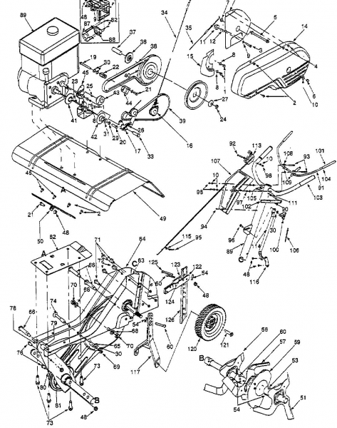 Ersatzteile MTD Motorhacke T 380 Typ: 21A-380-678  (1999) Grundgerät 