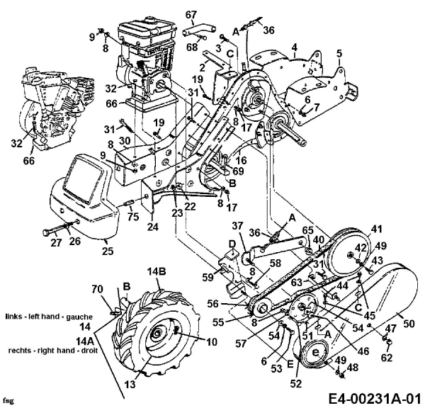 Ersatzteile Kuhn Motorhacken AR 50 Typ: 21A-447-612  (1998) Fahrantrieb, Räder