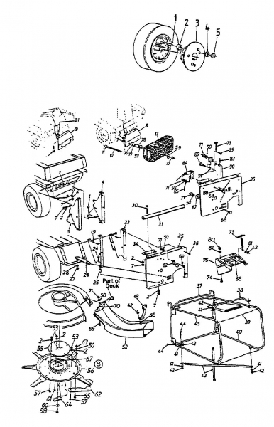 Ersatzteile Zubehör Garten- und Rasentraktoren Grasfangeinrichtung für 30/76cm Heckauswurf, 8-Stern Messerscheibe, Frontgewicht Typ: 190-038-678  (1998) Grasfangkorb