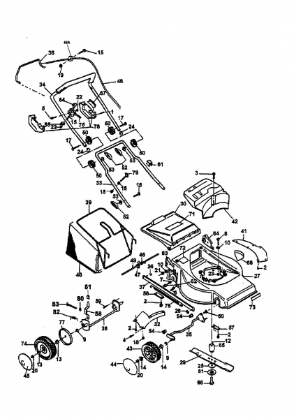 Ersatzteile MTD Benzin Rasenmäher ohne Antrieb GEA 48 Typ: GX50B678  (1998) Grundgerät 