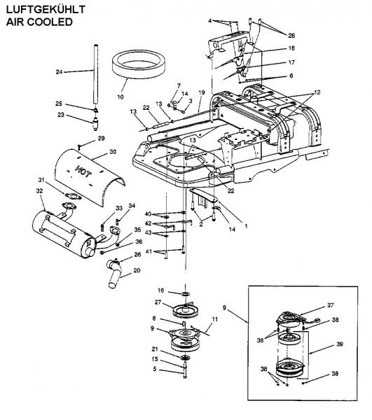 Ersatzteile White Zero Turn 48-Z Typ: 53BA1A6M679  (1998) Auspuff, Bowdenzüge, Elektromagnetkupplung