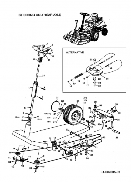 Ersatzteile Mastercut Rasentraktoren F 125 Typ: 13A-520-659  (2000) Lenkrad, Lenksäule, Räder vorne