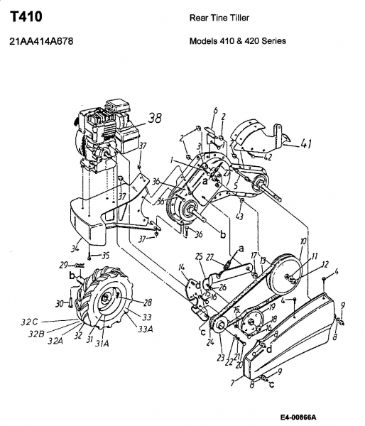 Ersatzteile MTD Motorhacke T/410 Typ: 21AA412C678  (2002) Getriebe, Räder 