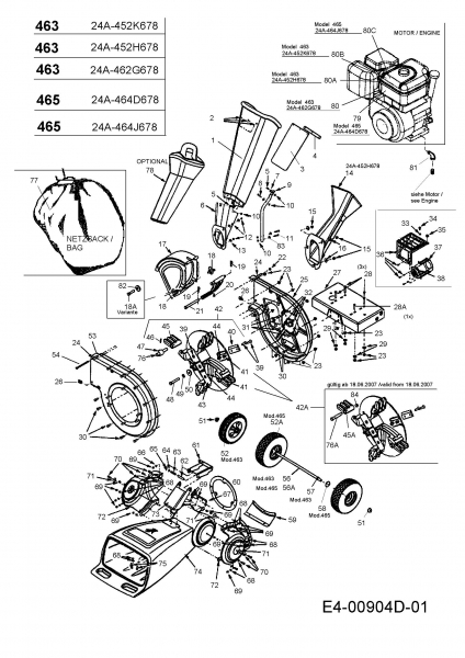 Ersatzteile MTD Häcksler 465 Typ: 24A-464D678  (2007) Grundgerät 