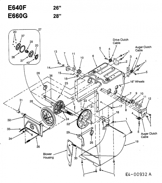 Ersatzteile MTD Schneefräse E 640 F Typ: 31AE640F678  (2001) Fahrantrieb 