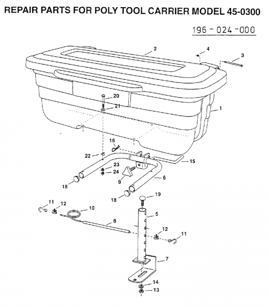 Ersatzteile Zubehör Garten- und Rasentraktoren Werkzeugbox 45-0300  (196-024-000) Typ: 196-024-000  (2001) Werkzeugbox
