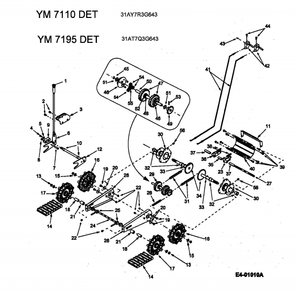 Ersatzteile Yard-Man Schneefräsen YM 7110 DET Typ: 31AY7R3G643  (2005) Raupenantrieb
