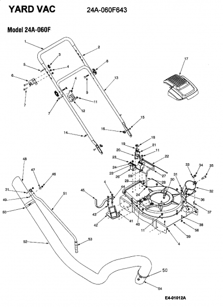 Ersatzteile Yard-Man Laubsauger mit Häckselfunktion Yard Vac Typ: 24A-060F643  (2004) Holm, Saugschlauch