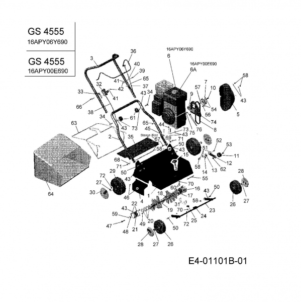 Ersatzteile Gutbrod Motorvertikutierer GS 4555 Typ: 16APY00E690  (2007) Grundgerät