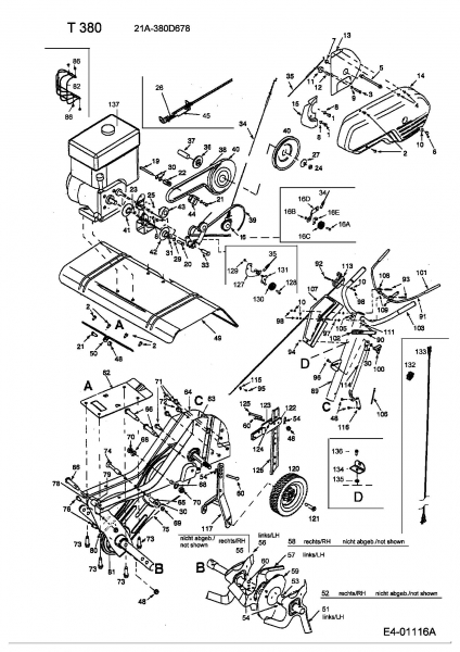 Ersatzteile MTD Motorhacke T 380/50 Typ: 21A-380D678  (2004) Grundgerät 