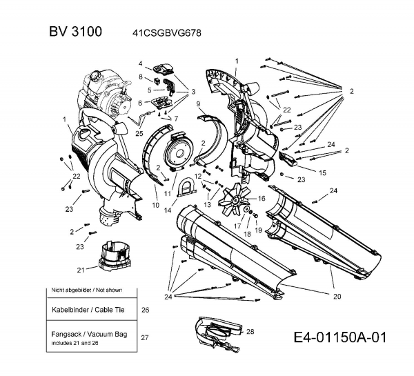 Ersatzteile MTD Laubbläser Laubsauger BV 3100 Typ: 41CSGBVG678  (2004) Grundgerät 
