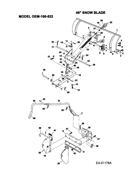 Ersatzteile Zubehör Garten- und Rasentraktoren Räumschild für 800 Serie (RT-99) Typ: OEM-190-822  (2004) Grundgerät