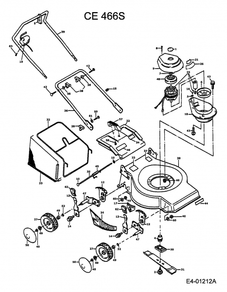 Ersatzteile MTD Elektro Rasenmäher ohne Antrieb CE 466 S Typ: 901E465S002  (1994) Grundgerät 