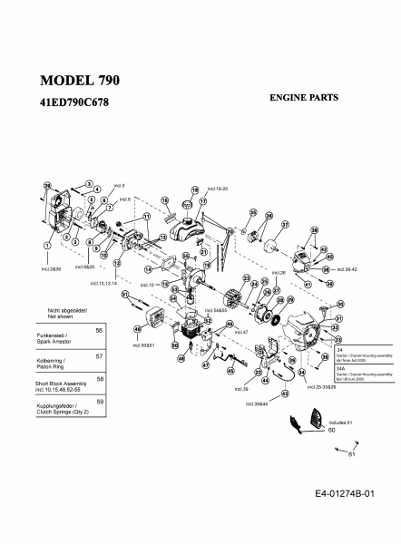 Ersatzteile MTD Motorsense 790 AST Typ: 41ED790C678  (2005) Motor 