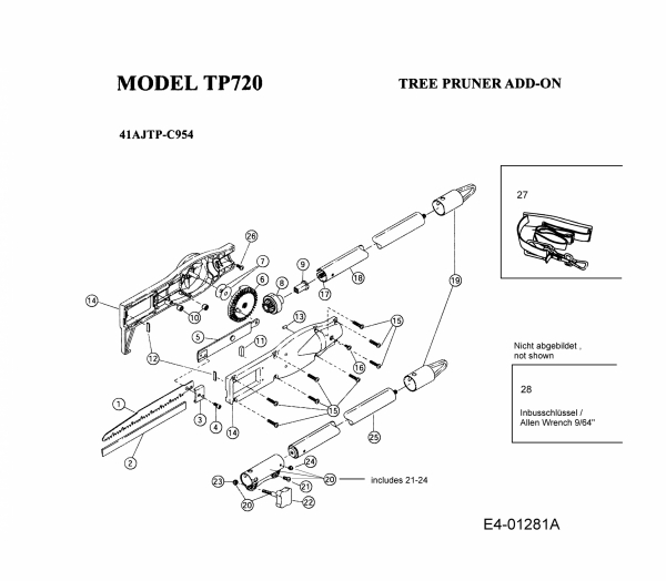 Ersatzteile Zubehör Motorsensen, Trimmer Astsäge TP 720 Typ: 41AJTP-C954  (2006) Grundgerät