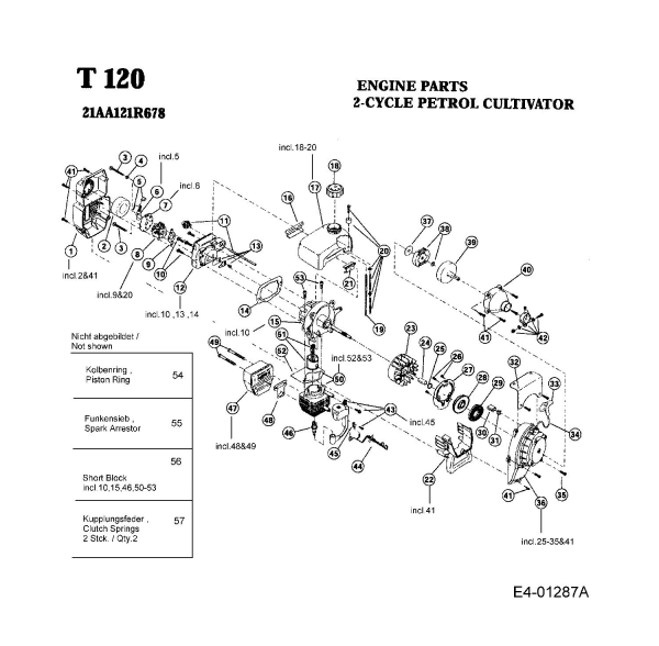 Ersatzteile MTD Motorhacke T/120 Typ: 21AA121R678  (2005) Motor 