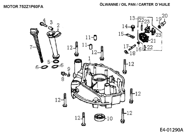 Ersatzteile MTD-Motoren Vertikal 1P60FA Typ: 752Z1P60FA  (2005) Ölwanne