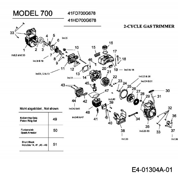 Ersatzteile MTD Motorsense 700 Typ: 41FD700G678  (2006) Motor 