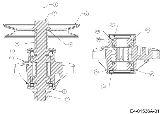 Cub Cadet Ersatzteile Rasentraktoren CC 1020 13AE11CG603  (2005) Messerspindel 618-04124A