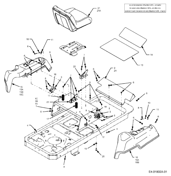 Cub Cadet Ersatzteile Zero Turn RZT 42 17BA5B4G603  (2006) Sitz, Verkleidungen