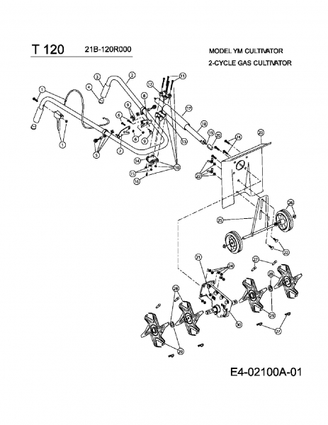 Ersatzteile MTD Motorhacke T 120 Typ: 21B-120R000  (2004) Grundgerät 