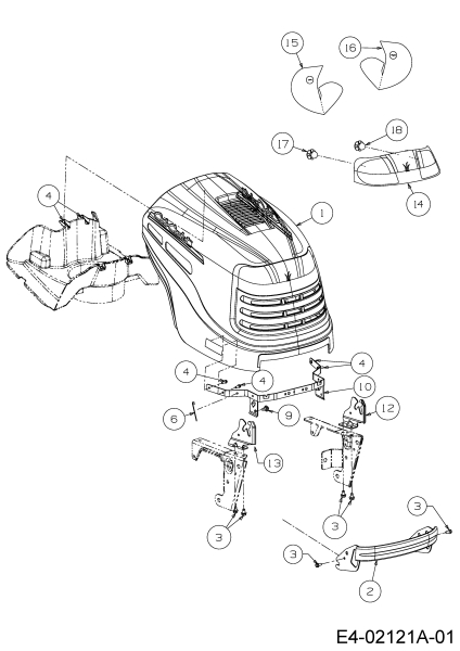 Cub Cadet Ersatzteile Gartentraktoren GT 1223 14AB13CP603  (2006) Motorhaube C-Style