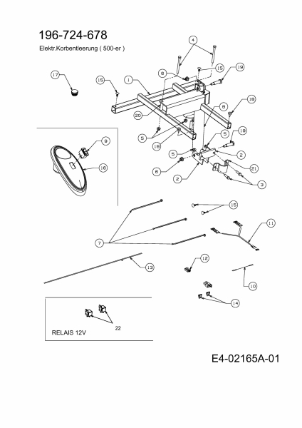 Ersatzteile Zubehör Garten- und Rasentraktoren Elektrische Korbentleerung für 500 Serie mit Mähwerk J (48/122cm) Typ: 196-724-678  (2010) Grundgerät