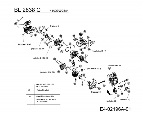 Ersatzteile Bolens Motorsensen BL 2838 C Typ: 41AD700G684  (2008) Motor