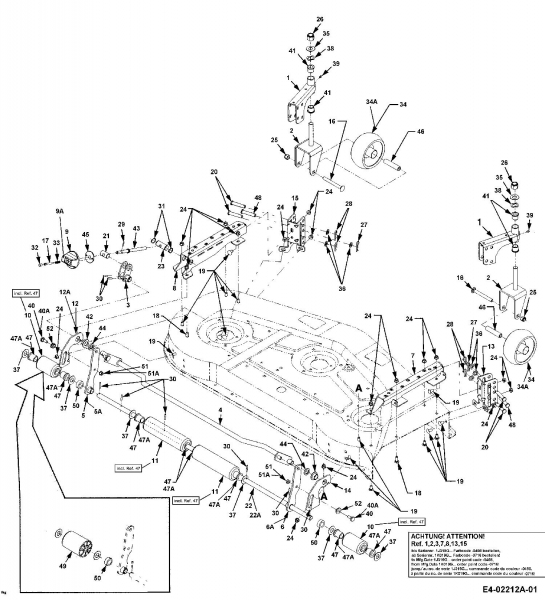 Ersatzteile Zubehör Garten- und Rasentraktoren Mähwerke für 3000 SD Serie, Mähwerk 54/137cm Typ: 190-290-100  (1998) Räder, Rollen