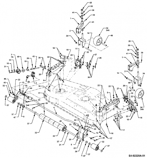 Ersatzteile Zubehör Garten- und Rasentraktoren Mähwerke für 3000 SD Serie, Mähwerk 54/137cm Typ: 190-295-603  (2007) Räder, Rollen