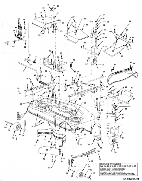 Ersatzteile Zubehör Garten- und Rasentraktoren Mähwerke für 2000 SD Serie, Mähwerk 48/122cm Typ: 190-301-603  (2004) Deflektor, Mähwerksgehäuse, Räder
