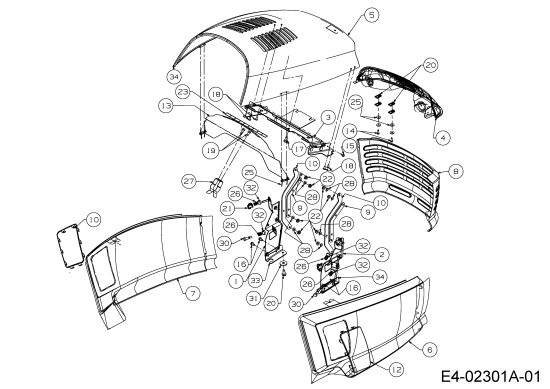 Cub Cadet Ersatzteile Rasentraktoren CC 1527 13A-241G603  (2003) Motorhaube C-Style