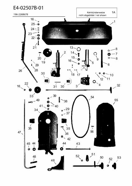 Ersatzteile Zubehör Garten- und Rasentraktoren Frontkehrmaschine FK 105 Typ: 196-226B678  (2010) Bürstenantrieb, Kehrwalzengehäuse