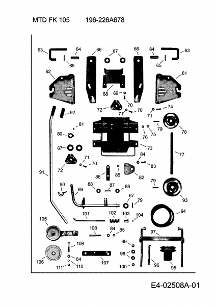 Ersatzteile Zubehör Garten- und Rasentraktoren Frontkehrmaschine FK 105 Typ: 196-226A678  (2008) Aushebung, Räder