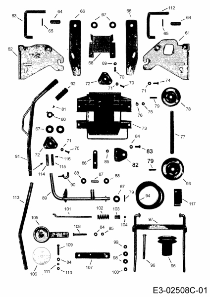 Ersatzteile Zubehör Garten- und Rasentraktoren Frontkehrmaschine FK 105 Typ: 196-226C678  (2013) Aushebung, Räder