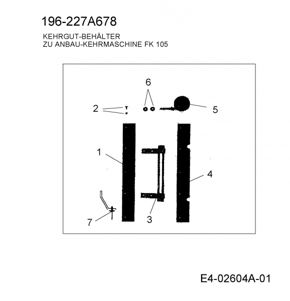 Ersatzteile Zubehör Garten- und Rasentraktoren Kehrgutbehälter für FK 105 Typ: 196-227A678  (2008) Kehrgutbehälter