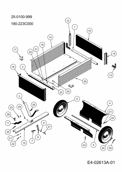 Ersatzteile Zubehör Garten- und Rasentraktoren Anhänger 25-0100-999  (190-223C000) Typ: 190-223C000  (2010) Grundgerät