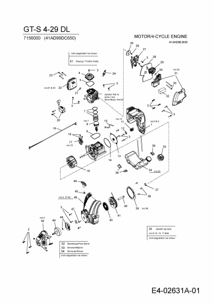 Ersatzteile WOLF-Garten Motorsense GT-S 4-29 DL Typ: 7156000  (2010) Motor 