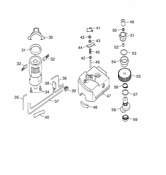 Ersatzteile WOLF-Garten Elektroheckenschere HS 43 E Typ: 7490000  (2004) Elektromotor, Getriebe 