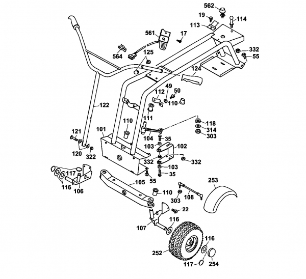 Ersatzteile WOLF-Garten Scooter SV 4 Typ: 6155000 Serie B  (2001) Lenkung, Oberrahmen 