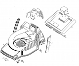 Ersatzteile WOLF-Garten Elektro Rasenmäher ohne Antrieb 6.42 E Typ: 4945083 Serie D  (1996) Heckklappe, Mähwerksgehäuse 