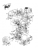 Ersatzteile Super Rasentraktoren Super 1196 Typ: 137-6320  (1987) Fahrantrieb, Motorkeilriemenscheibe, Pedal, Räder hinten